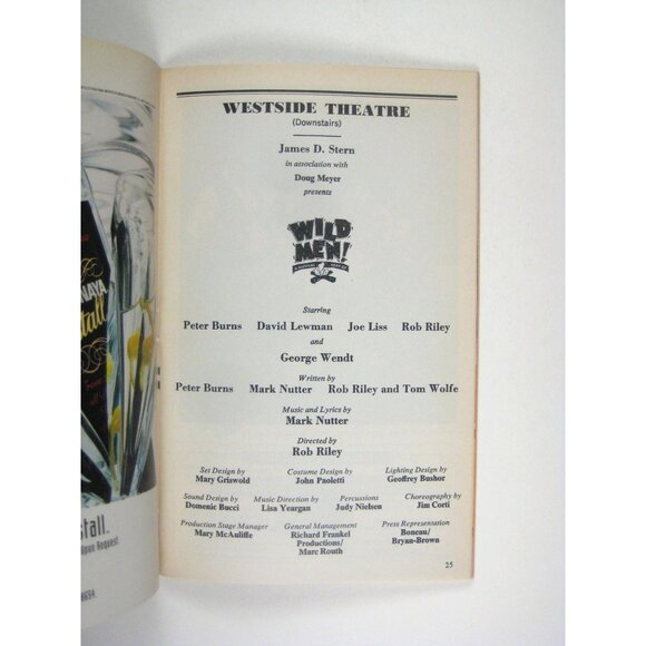 Wild Men Playbill Westside Theatre May 1993 David Lumen Peter Burns Joe Liss - Picture 3 of 7